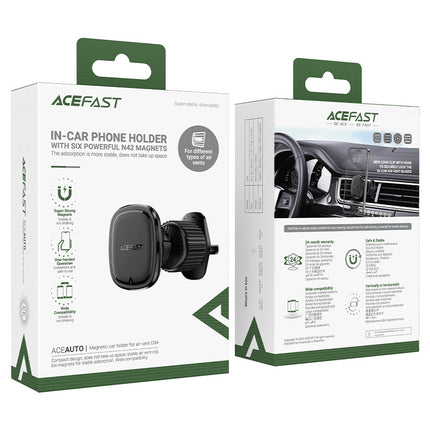 Acefast D34 Magnetic Dashboard Car Phone Mount, Ultra-Strong N52 Magnets, 360° Rotation Compact Holder with Heavy-Duty 3M Adhesive Base - Black