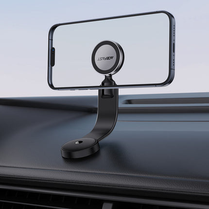 Acefast D37 Magnetic Wireless Car Charger 15W Fast Charge, MagSafe Compatible Phone Holder, 360° Rotation Telescopic Arm Suction Mount - Black