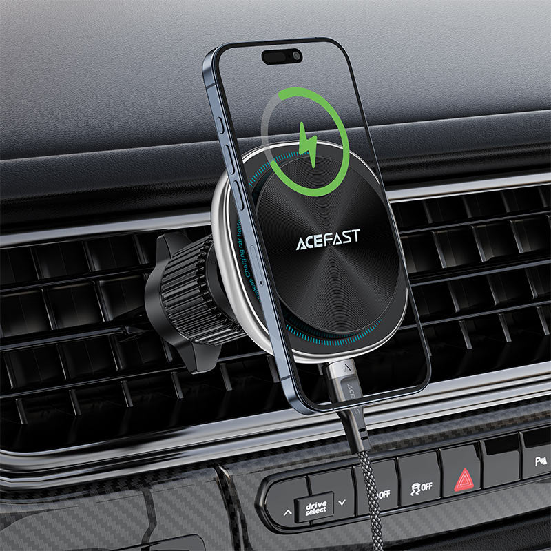 Acefast D41 Magnetic Wireless Car Charger 15W Fast Charge, MagSafe Compatible Phone Holder, 360° Rotation Flexible Gooseneck Suction Mount - Black Acefast D41 Magnetic Wireless Car Charger 15W Fast Charge, MagSafe Compatible Phone Holder, 360° Rotation Flexible Gooseneck Suction Mount - Black