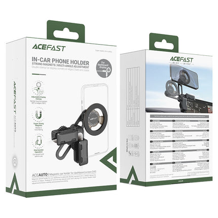 Acefast D43 Universal Magnetic Car Phone Mount Holder, Strong N52 Magnets, 360° Rotation Long Arm & Secure Suction Cup - Black