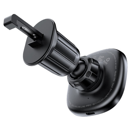 Acefast D46 Magnetic Wireless Car Charger 15W Fast Charge, MagSafe Compatible Phone Holder, 360° Rotation Air Vent Mount - Black