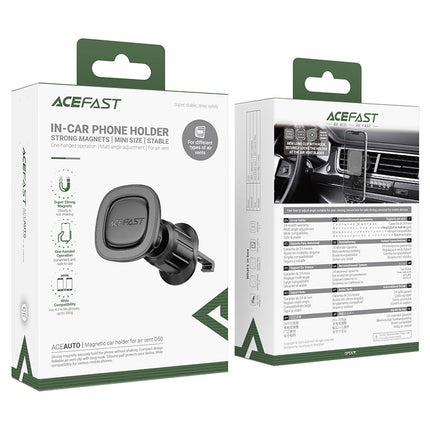 Acefast D50 Magnetic Air Vent Car Phone Mount, Ultra-Strong N52 Magnets, 360° Rotation & Secure Soft-Touch Vent Clip - Black