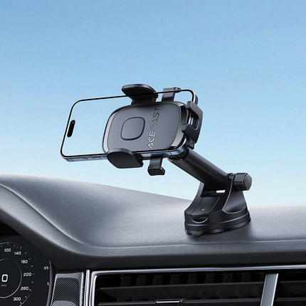 Acefast D57 Universal Car Phone Mount Holder, Secure One-Button Release Phone Grip, 360° Rotation Dashboard & Windshield Suction Mount - Black