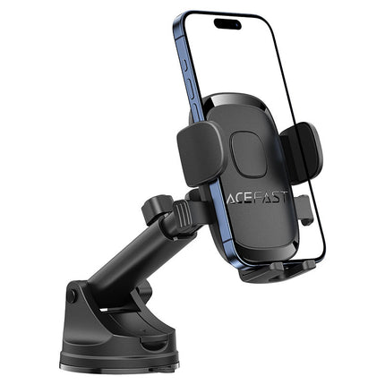 Acefast D57 Universal Car Phone Mount Holder, Secure One-Button Release Phone Grip, 360° Rotation Dashboard & Windshield Suction Mount - Black