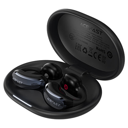 Acefast FA006 AceClip Pro Open-Ear Wireless Earbuds, OWS Clip-on Design with Built-in Memory, Bluetooth 5.4 & Directional Sound, Long Battery Life Sport Headphones - Black