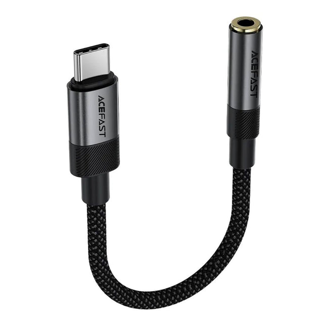 وصلة تحويل أيس فاست (Acefast J12) من Type-C إلى منفذ سماعات 3.5mm، محول صوت مدمج برقاقة Hi-Fi DAC للآيفون 15/16، سامسونج جالكسي، والآيباد - أبيض