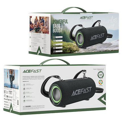 Acefast K2 Air Portable Bluetooth 5.4 Speaker, 20W Hi-Fi Stereo Sound, RGB Ambient Lighting, IPX6 Waterproof, 10 Hours Playtime, DSP Audio Processor - Black
