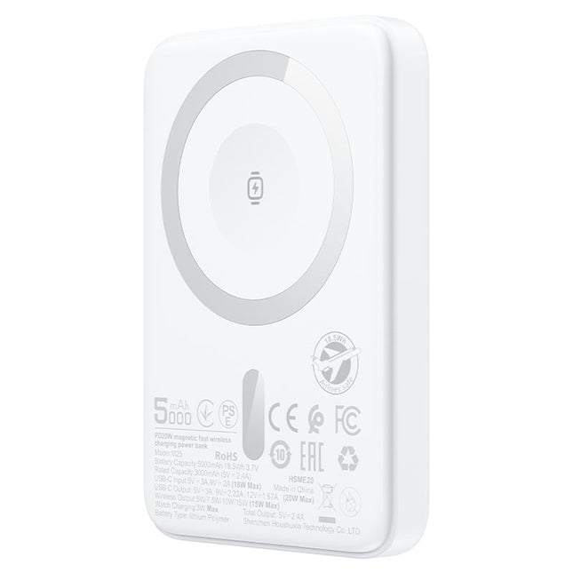 بنك طاقة أيس فاست (Acefast M25) مغناطيسي لاسلكي MagSafe سعة 5000 مللي أمبير، شحن سريع بقوة 20W PD، تصميم نحيف جداً شفاف مع شاشة رقمية LED - أسود