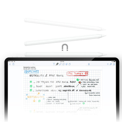 Acefast V1 Universal Capacitive Stylus Pen for iPad & Smartphones, High Precision Touch Pen with Type-C Fast Charging, Professional Drawing & Writing Pencil - White