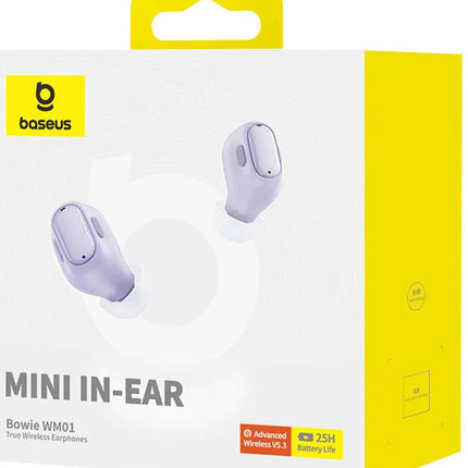 Baseus Bowie WM01 TWS Wireless Earphones - Bluetooth 5.3 - Ultra Small and Lightweight Design - 25 Hours Total Playtime - Low Latency - Seamless Auto-Pairing - High Fidelity Audio