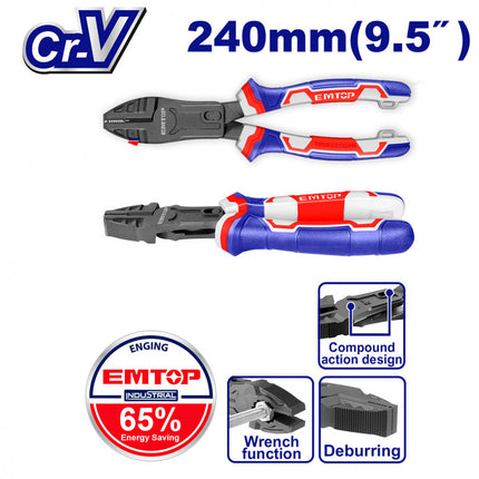 EMTOP EPLRCC0951  High Leverage Heavy-Duty Combination Pliers
