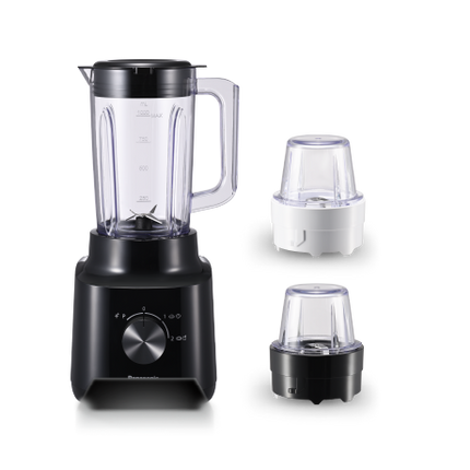 خلاط باناسونيك 450 واط مع إبريق سعة 1.45 لتر، شفرات PowerBlade ومطحنة جافة من الستانلس ستيل - أسود (MX-EX1021)