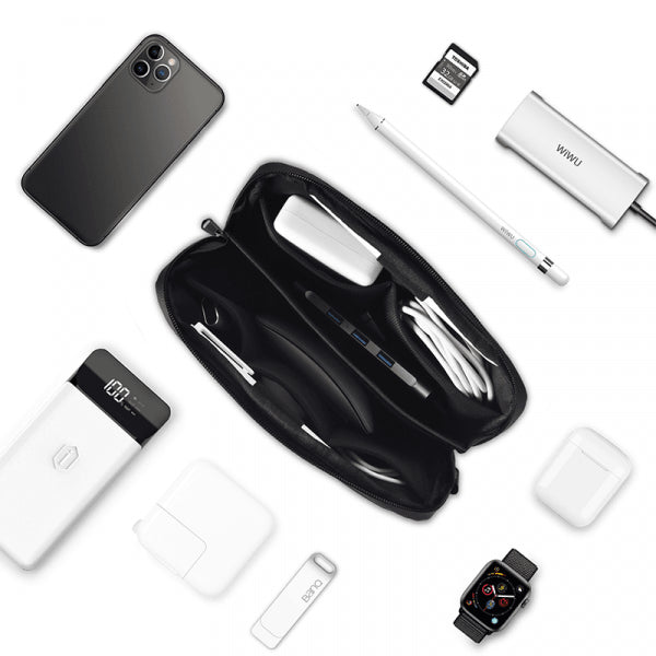 WiWU Alpha Tech Pouch - 23x13x16.5cm Electronics Organizer Bag - Waterproof & Smart Storage WiWU Alpha Tech Pouch - 23x13x16.5cm Electronics Organizer Bag - Waterproof & Smart Storage