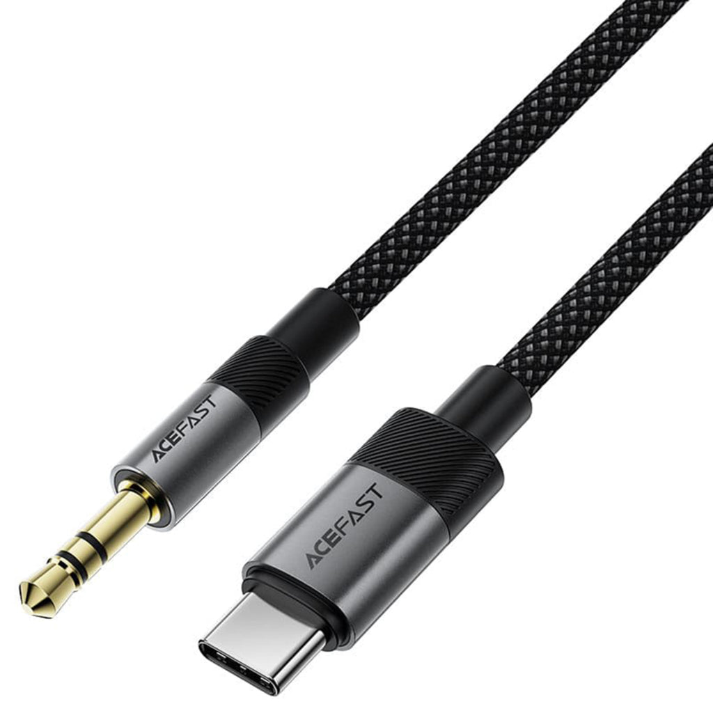 Acefast J11 Braided USB-C to 3.5mm Headphone Jack Adapter, Durable Hi-Fi DAC Audio Converter for iPhone 16/15 Series, Samsung Galaxy, and iPad - Gray