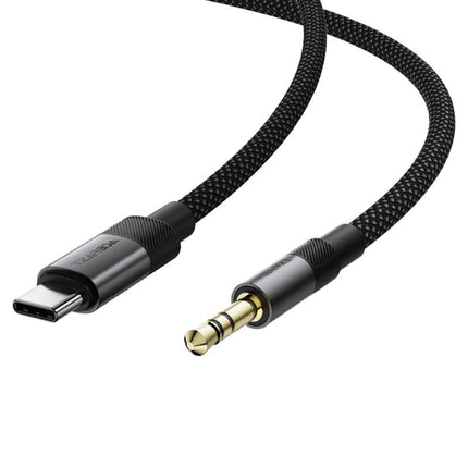 Acefast J11 Braided USB-C to 3.5mm Headphone Jack Adapter, Durable Hi-Fi DAC Audio Converter for iPhone 16/15 Series, Samsung Galaxy, and iPad - Gray