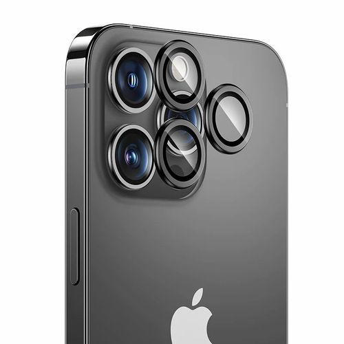 واقي عدسة زجاجي بإطار معدني أصلي من BLUEO NPB28 (3 قطع/عبوة) - أسود لهاتف iPhone 16 Pro/16 Pro Max
