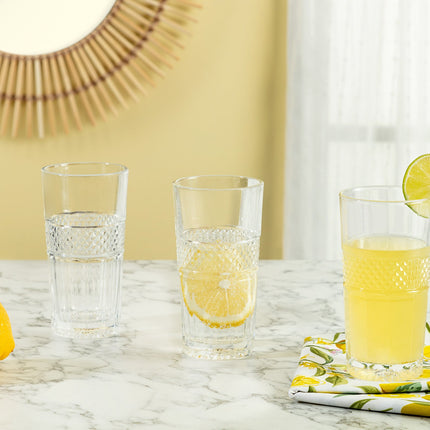 Laurent 4-Piece Tall Drinking Glass Set 295ml Geometric