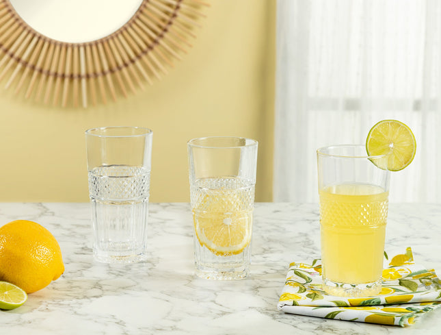 Laurent 4-Piece Tall Drinking Glass Set 295ml Geometric