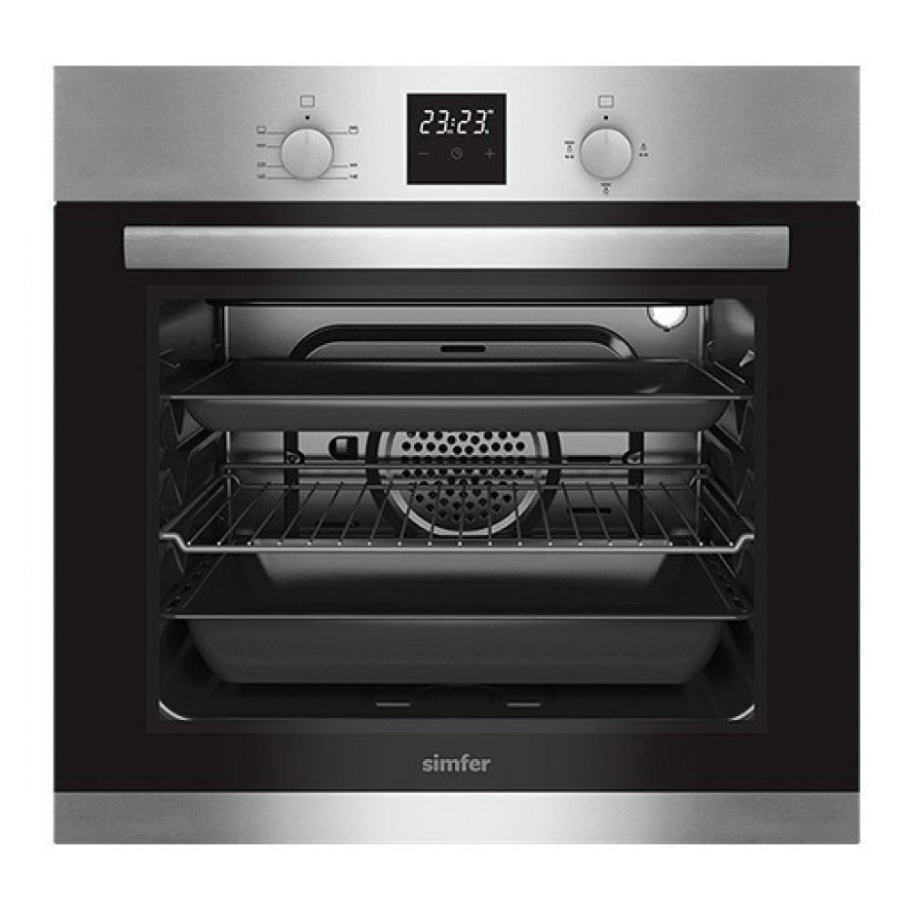 Simfer 60cm Built-in Electric Oven with 58L Capacity, 6 Functions, Turbo Fan & Double Glass Door - Black (B6EB16057)