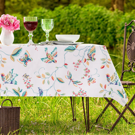 Violet White PVC Tablecloth - Durable & Easy Care