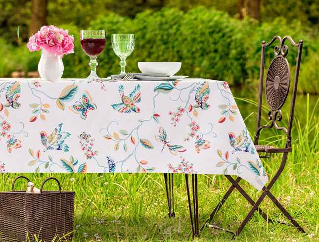 Violet White PVC Tablecloth - Durable & Easy Care