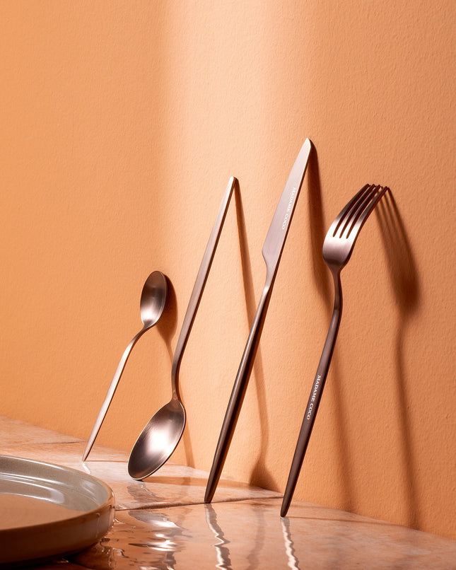 Freya 24-Piece Bronze Cutlery Set - Contemporary Design
