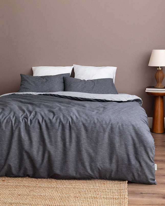 Jument Anthracite Single Duvet Cover Set Cotton-Feel