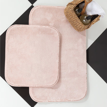 Carol 2-Piece Bath Mat Set in Powder - Plush Non-Slip
