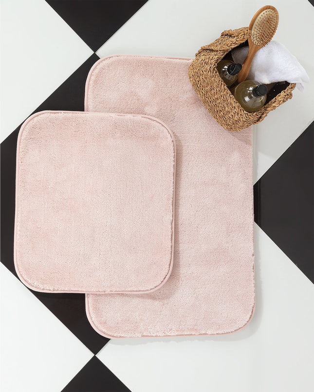 Carol 2-Piece Bath Mat Set in Powder - Plush Non-Slip