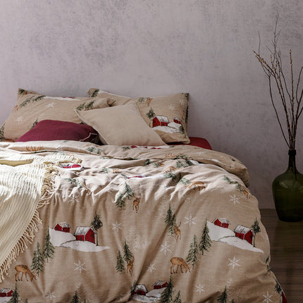 Charlen Cotton Flannel Double Duvet Cover Set Beige