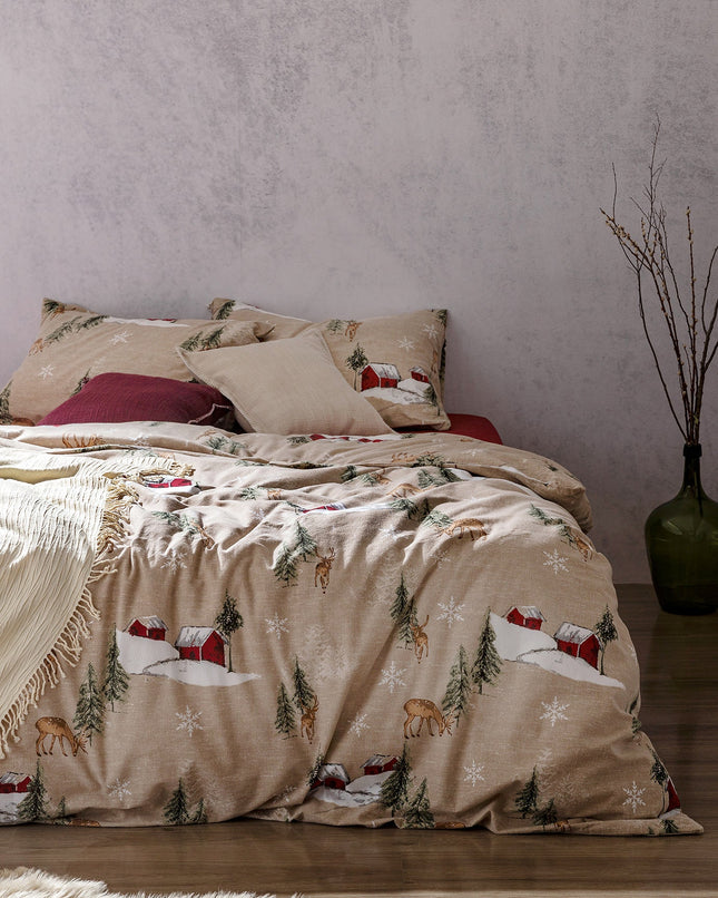 Charlen Cotton Flannel Double Duvet Cover Set Beige