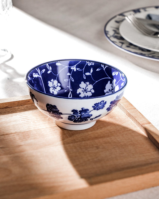 Rêve Bleu Rennes Blue Bone China Bowl with Ethnic Design