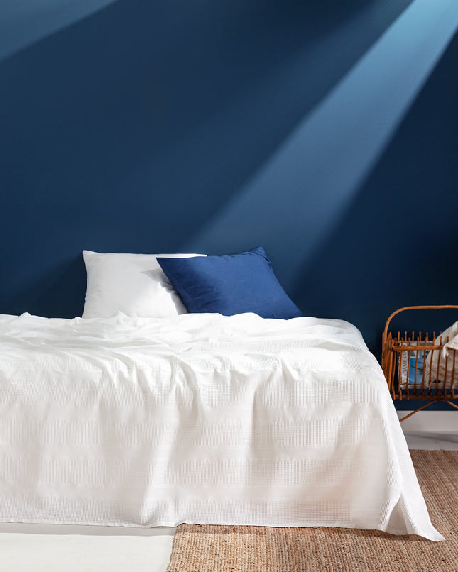 Mathilda Cotton Double Coverlet Plain White Ecocell