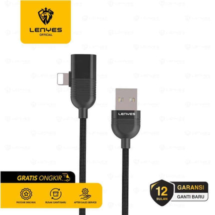 محول لينييس (Lenyes) موديل AX109 وظيفتين في واحد - من لايتنينج إلى منفذين لايتنينج (شحن وصوت) - نقل صوت نقي - تصميم متين - لون أسود