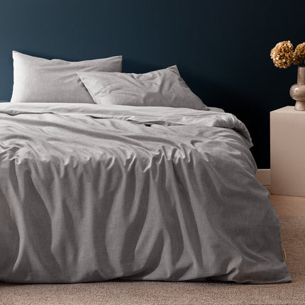 Delrico Gray Cotton Single Duvet Cover with Print