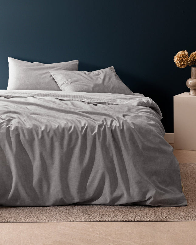 Delrico Gray Cotton Single Duvet Cover with Print