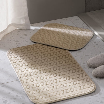 Norris Bath Mat Set in Beige – 2 Piece Soft Bathroom Rug