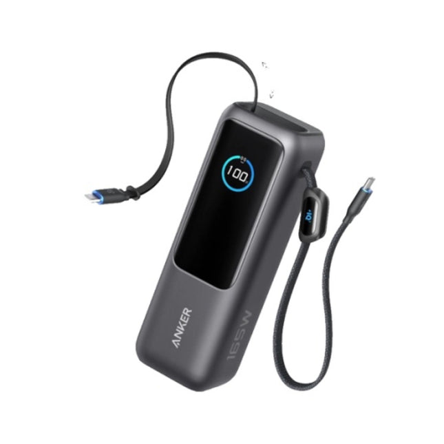 باور بانك Anker بسعة 25,000 mAh مع شحن سريع 165W وكابلات USB-C مدمجة