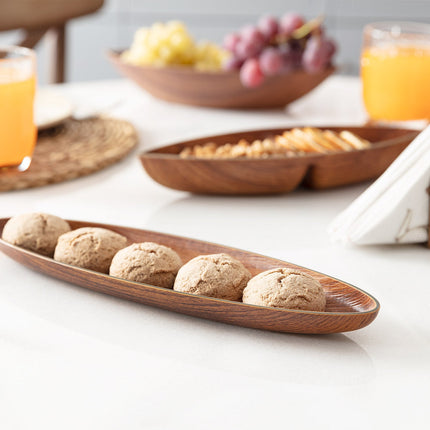 Colmar Serving Plate with Natural Wood-Look Finish