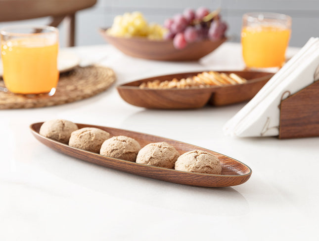 Colmar Serving Plate with Natural Wood-Look Finish