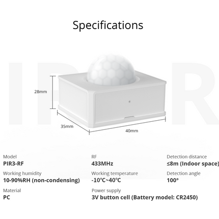 PIR BASE SONOFF PIR3-RF Motion Sensor