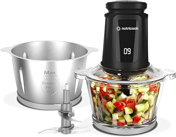 فرامة NUTRICOOK Choppi XXL | وعاء زجاجي 2 لتر | سرعتين - أسود فرامة NUTRICOOK Choppi XXL | وعاء زجاجي 2 لتر | سرعتين - أسود