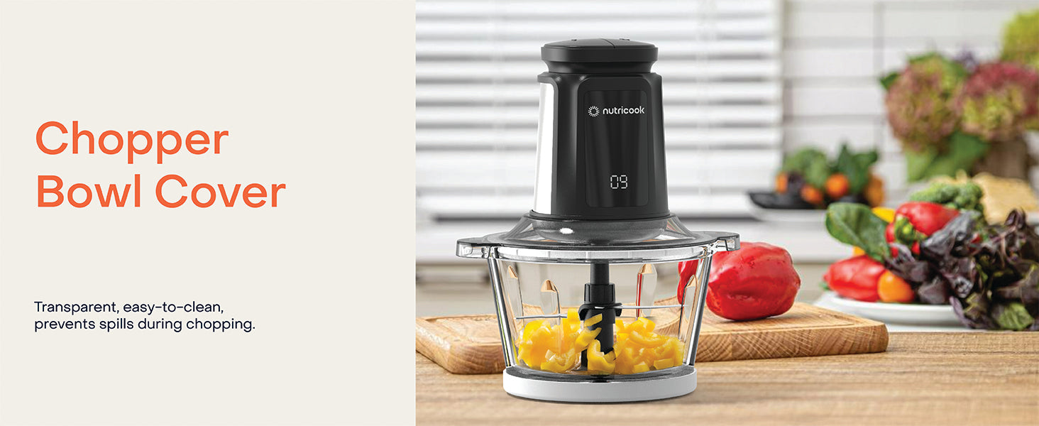 فرامة NUTRICOOK Choppi XXL | وعاء زجاجي 2 لتر | سرعتين - أسود فرامة NUTRICOOK Choppi XXL | وعاء زجاجي 2 لتر | سرعتين - أسود