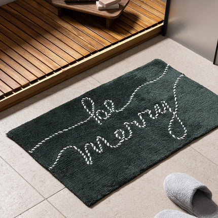 Espritmer Plush Bath Mat Green/White Absorbent Rug