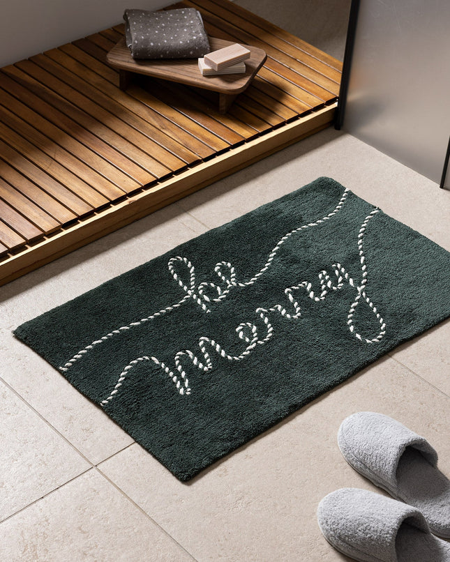 Espritmer Plush Bath Mat Green/White Absorbent Rug