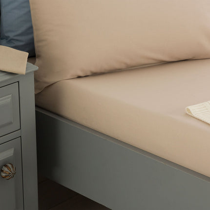 Manon Double Cotton Ranforce Fitted Sheet - Stone
