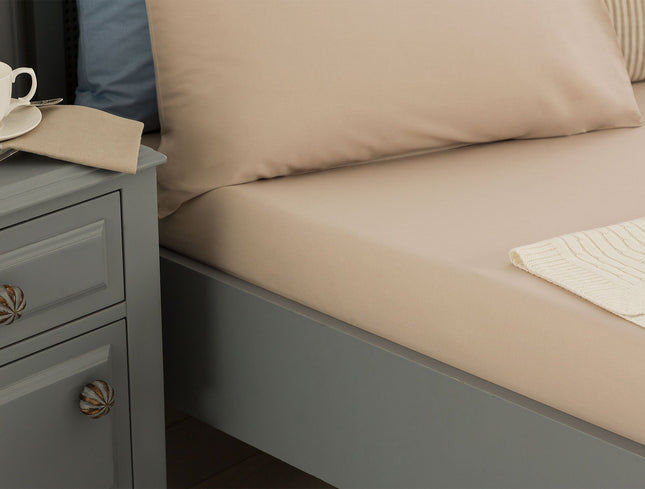 Manon Double Cotton Ranforce Fitted Sheet - Stone