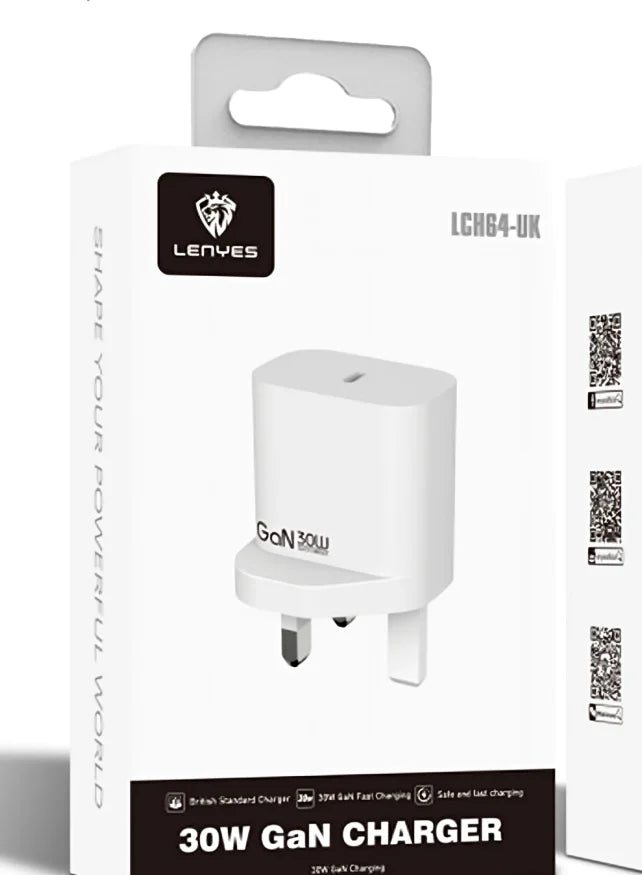 Lenyes LCH64-UK 30W Gan Charger - WHITE