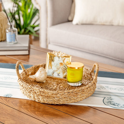 Aden Large Woven Wicker Tray for Elegant Serving