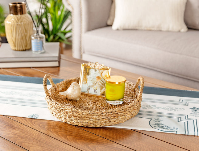 Aden Large Woven Wicker Tray for Elegant Serving